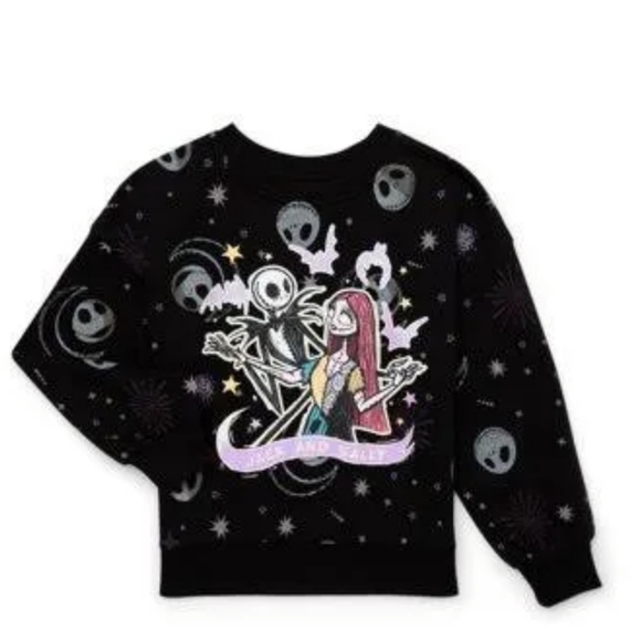NWT Disney Girl's The Nightmare Before Christmas JACK & SALLY Sweatshirt Sz: M - Picture 1 of 7